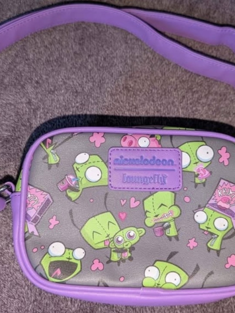 Loungefly Purple & Green Invader Zim GIR Kids Crossbody Bag